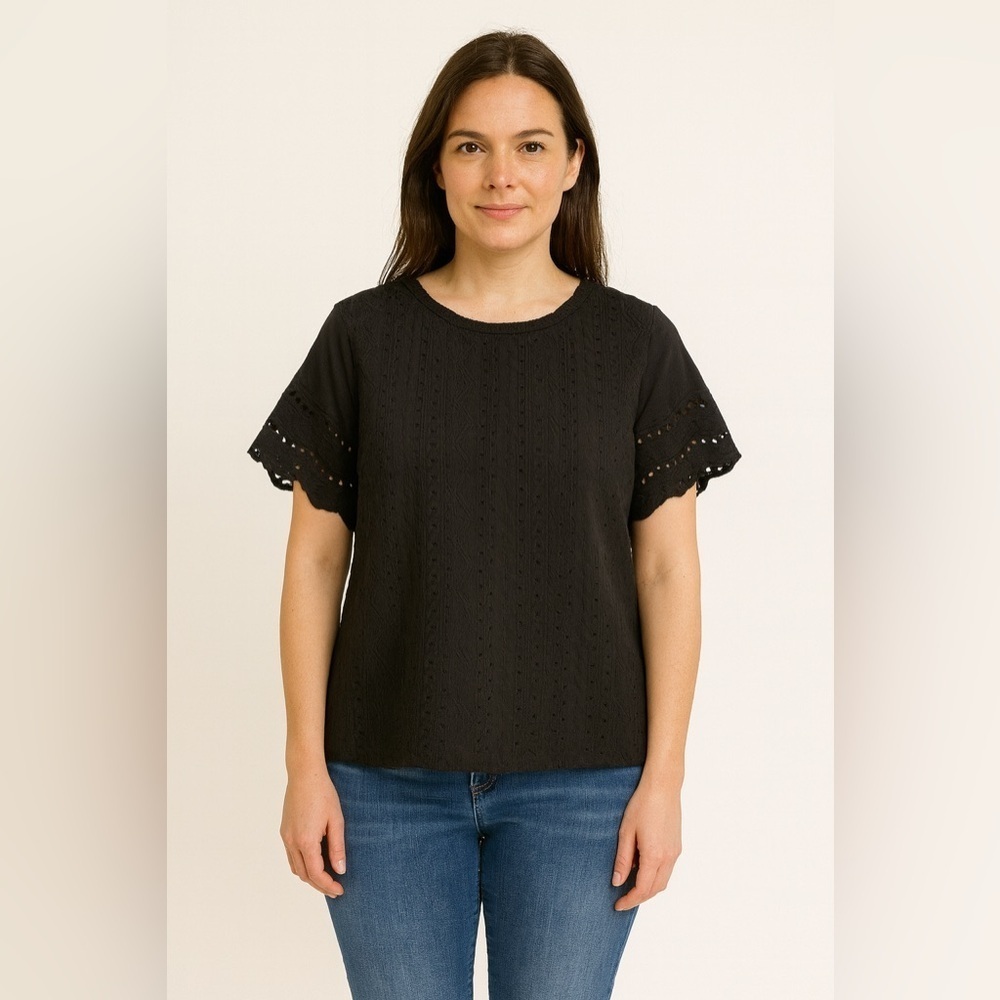 SHEIN Black Eyelet Blouse